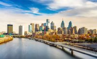 Panoramic picture of Philadelphia skyline and Schuylkill river, PA, USA.