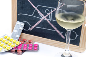 Concept about driving under influence of medicines and alcohol