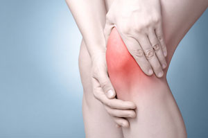 Painfull knee, person in pain