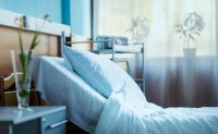 side view of empty hospital bed